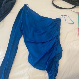 Blue Zara One Sleeve Bodysuit